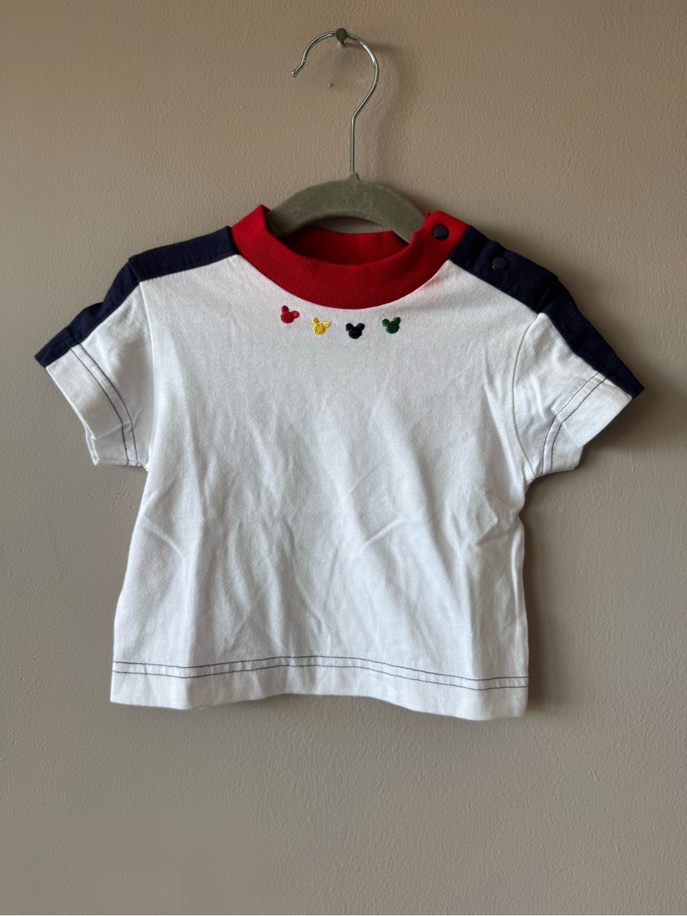 Vintage Baby Mickey & Co Color Block Mickey Embroidered T-Shirt‎ Size 12 months